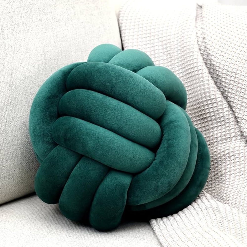 Large Knot Pillows Emerald Green & Pink Place On Yr Sofa, Bed R Chair R Couch